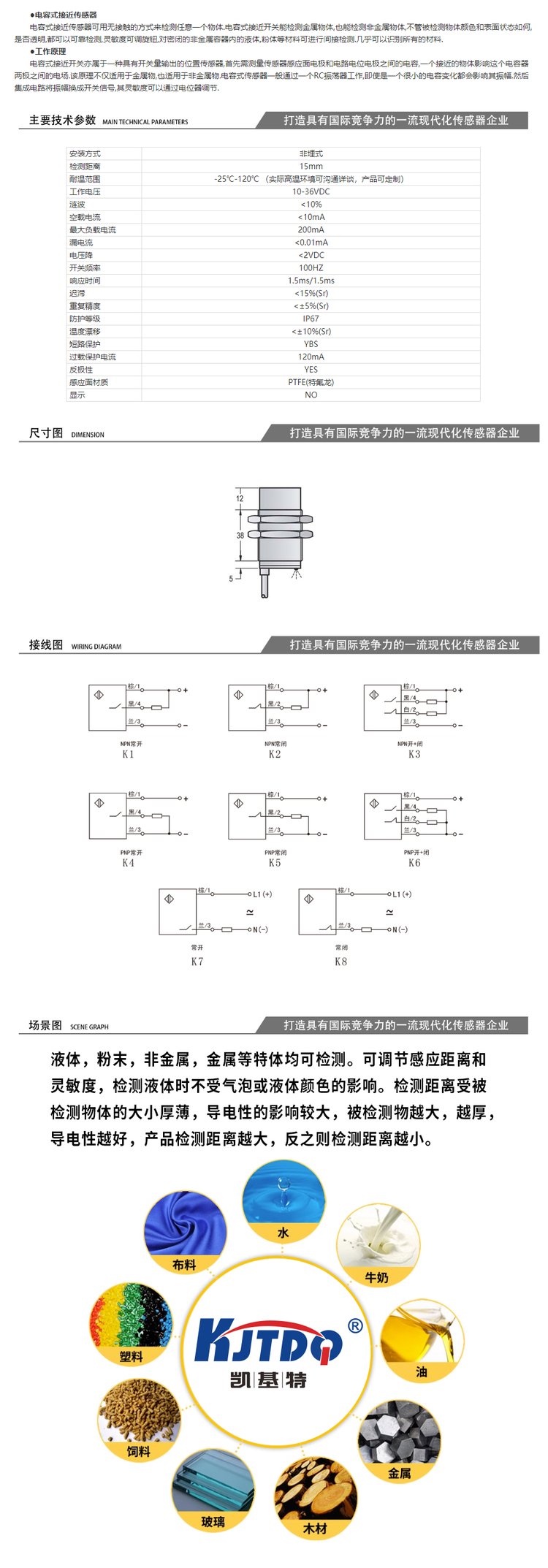 凱基特 耐高溫電容接近開關(guān)傳感器 GTE6-P4211-KJ 應(yīng)用玻璃窯爐等